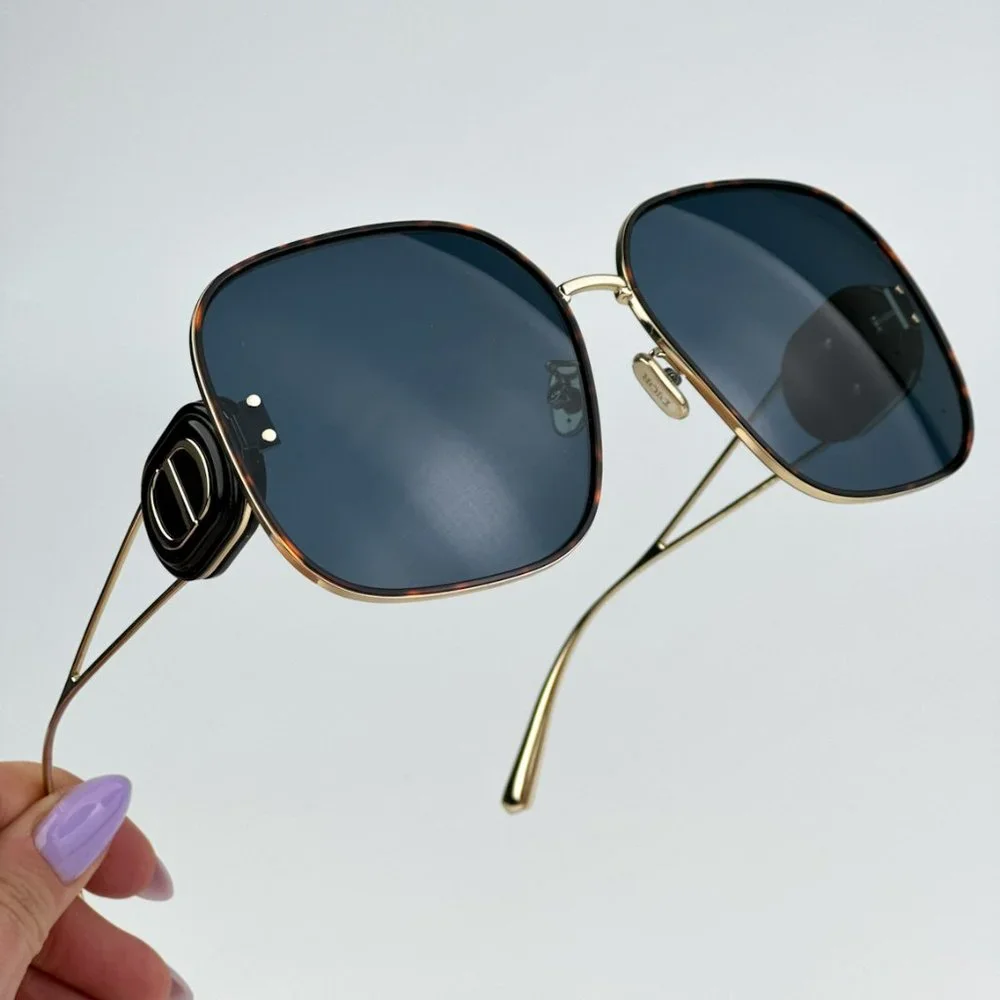 Dior DIORBOBBY S1U B5B0 BRAND NEW Sunglasses Gold Havana Blue Women Oversized - Picture 1 of 14